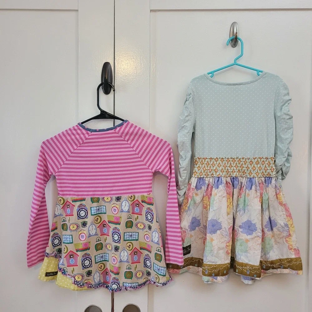 Matilda Jane Lot of 2 Size 8 Dress Girls Long Sleeve Floral Polka‎ Dot Boho